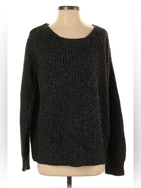 ✨ Sparkle & Fade Black Chunky Crew Neck Sweater with Unique Back ✨